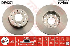 Диск тормозной для Audi A3/VW CADDY/задний/DF4271/TRW